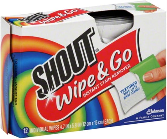 Shout Wipe & Go Instant Stain Remover Wipes 12 ea (Pack of 7)