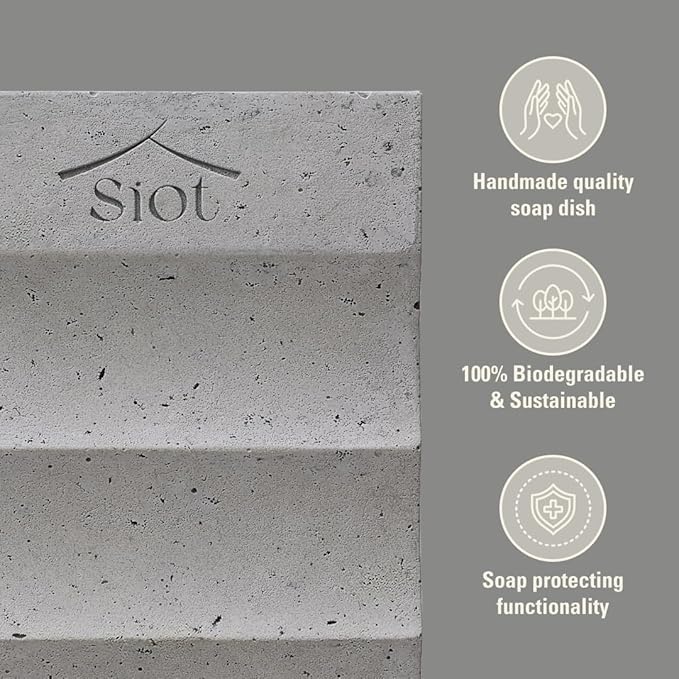 SIOT ECOCERAMIC SOAP Dish | Handmade Mineral Soap Holder | 100% Natural & Sustainable | Quick-Drying & Durable | Traditional Korean Design | Anti-Slip & Water-Resistant | 100g X 1EA