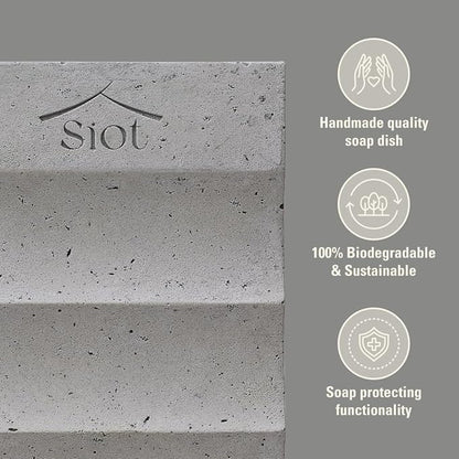 SIOT ECOCERAMIC SOAP Dish | Handmade Mineral Soap Holder | 100% Natural & Sustainable | Quick-Drying & Durable | Traditional Korean Design | Anti-Slip & Water-Resistant | 100g X 1EA
