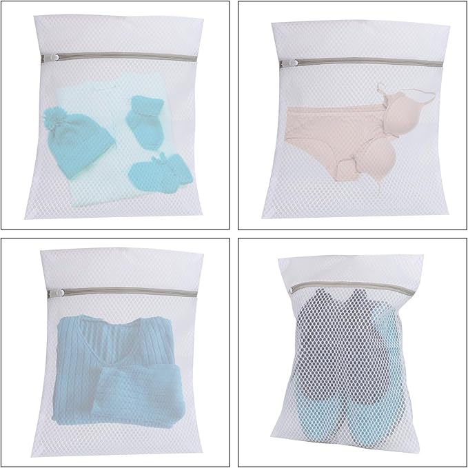 Set of 4 Mesh Laundry Bags, 12 x 16 Inches lingerie bags for washing delicates (4)