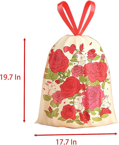 Rose Aroma Thickened Trash Bags, 80 Counts 4 Gallon 45x50Cm Kitchen Small No Tearing Required Bags with Drawstring for Bathroom, Office, Home Garbage Bags (Rose)
