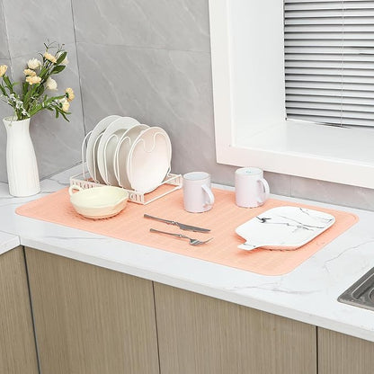 MicoYang Silicone Dish Drying Mat for Multiple Usage,Easy clean,Eco-friendly,Heat-resistant Silicone Mat for Kitchen Counter or Sink,Refrigerator or Drawer Liner Pink 5XL 36inches x 18inches