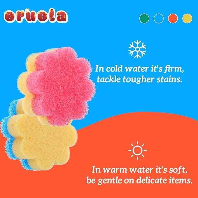 3pcs Scrubbies for Dishes,Kitchen Scrub Pads,Dish Washing Sponge,Dual-Sided Temperature Scrubby Sponges,Flower Dual-Sided Sponge for Dish,Bathroom,Kitchen,Washing & Plus,Multipurpose