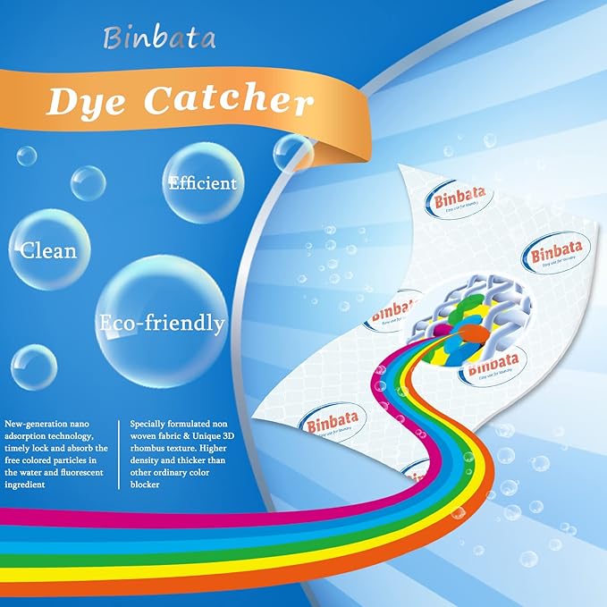 Binbata Color Grasper for Laundry 24 Count, Fragrance Free Dye Catcher Essential for Home Use, Dye Guard Grabber Sheets for Laundry in-Wash Sheets