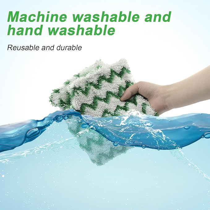 3 Pack Steam Pocket Mop Replacement Pads for Shark S3500 Series S3501 S3601 S3550 S3901 SE450 S2901 S2902 S3801,Reusable Steam Mop Pad with Deep Cleaning Scrub Strip,Microfiber Steam Mop Refills,Green