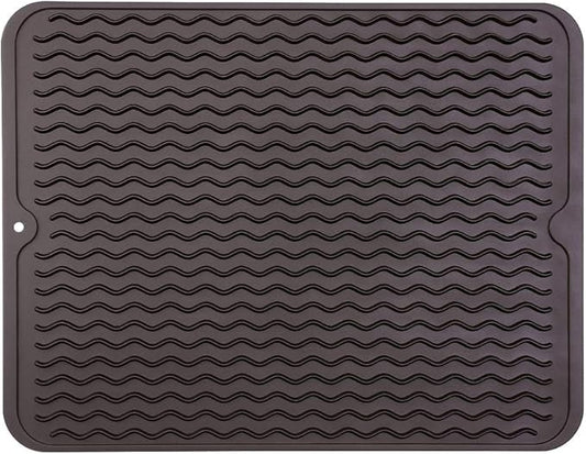 MicoYang Silicone Dish Drying Mat for Multiple Usage,Easy clean,Eco-friendly,Heat-resistant Silicone Mat for Kitchen Counter or Sink,Refrigerator or drawer liner Coffee L 16 inches x 12 inches