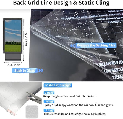 Window Privacy Film One Way, Reflective Mirror Window Film Daytime Privacy, UV Sun Blocking Heat Control Static Cling, Window Tint for Home Office - 35.4 Inch X 8.2 Feet