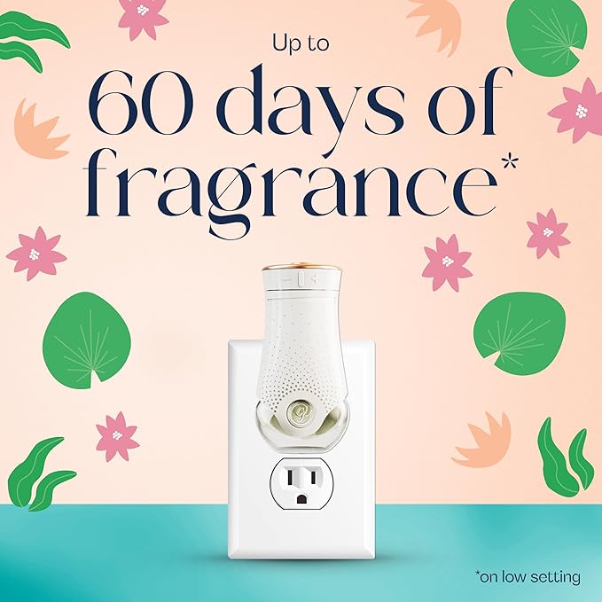 Glade PlugIns Refills Air Freshener, Lush Greens & Water Lotus, Scented and Essential Oils for Home and Bathroom, 0.67 Fl Oz, 5 Count