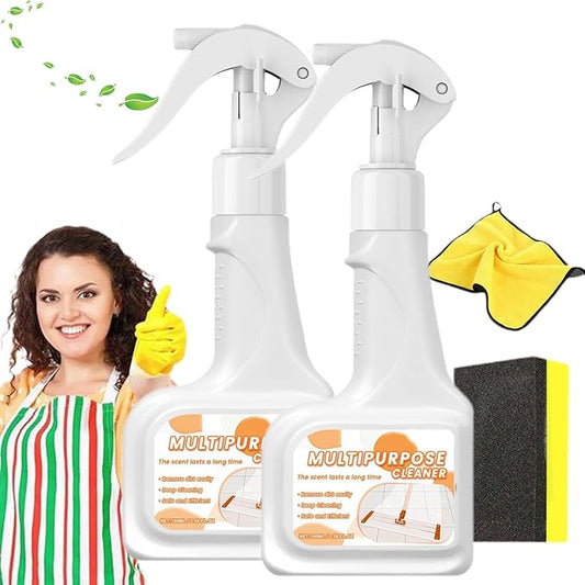Multi-Purpose Gentle Formula Wood Cleaning Spray, Powerful Degreasing Cleaner Spray, Powerful Decontamination Floor Cleaner, All Purpose Cleaning Spray for Bathroom Kitchen Household Cleaning (2Pcs)