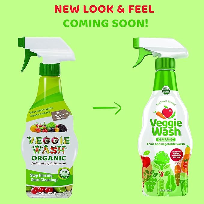 Veggie Wash Organic Fruit and Vegetable Wash, Certified Organic, Ideal for Cleaning Produce, 16 Fluid Ounce, Pack of 3 (Packaging May Vary)
