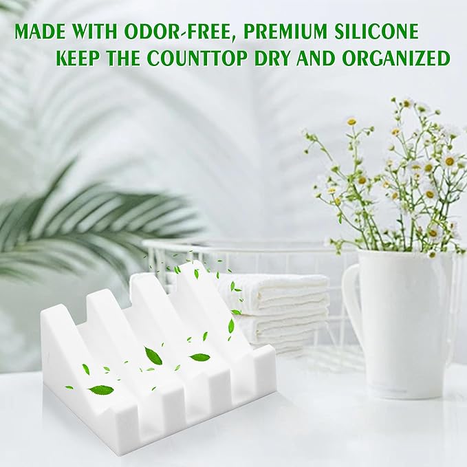 Soap Dish Holder for Shower with Suction Cup, Silicone Soap Holder & Saver Self-Draining Bar Soap Dish Keeps Soap Dry for Bathroom, Kitchen, Bathtub, Extends Soap Life (White-4Pack)