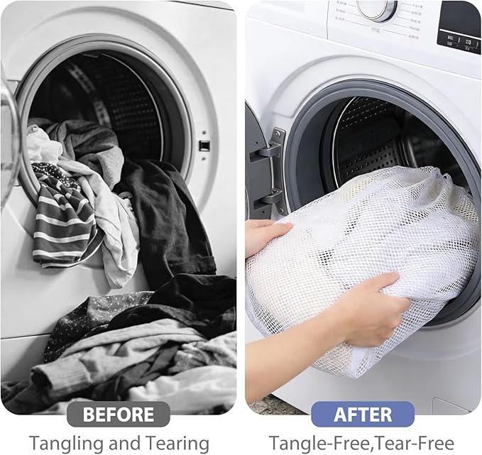 3 Pcs Sturdy Mesh Laundry Bags Large Mesh Laundry Bag 23.6 x 31.5 Inches with Drawstring Closure Washing Machine Bags for Delicates Suitable for Clothes Bed Linen Travel and Family Use