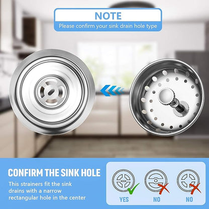 Mudder 3 Pcs Kitchen Sink Drain Strainer and Stopper Stainless Steel Garbage Disposal Plug with Handle Universal Anti-Clogging Kitchen Sink Filter Sieve Basket Strainer(Silver)