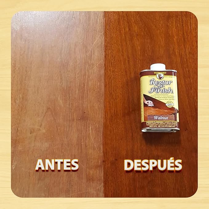 HOWARD - Restor-A-Finish: Restore Your Ebony Wood Finishes Repair Scratches, Eliminate Stains, White Heat or Water Rings and More. Safe on Furniture, Trim, and All Finished Wood. Size: 8 Fl oz