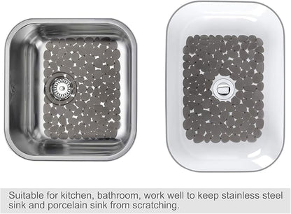 Bligli Pebble Sink Mat for Stainless Steel/Ceramic Sinks, 2 Pack PVC Sink Protectors Mats for Bottom of Kitchen Sink, Dish Drying Mat for Dishes and Glassware, 15.7 x 11.8 inch, Grey