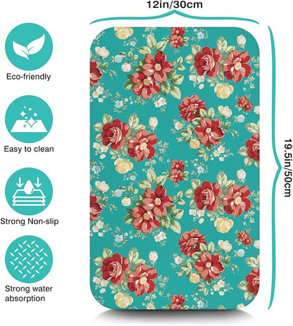 Dish Drying Mat for Kitchen Counter 20x12in Washable Quick Dish Drying Pad Rubber Backed Absorbent Draining Mat Fit Kitchen Counter,Bar,Under Sink,Dishes,Utensils,Dish Rack