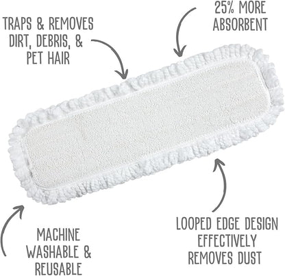 Quick Shine All-in-One Mop Kit 3 Pack Refill Microfiber Pads, 1 ea. of The Clean+Dust, Clean+Polish and Wet+Dry Pads