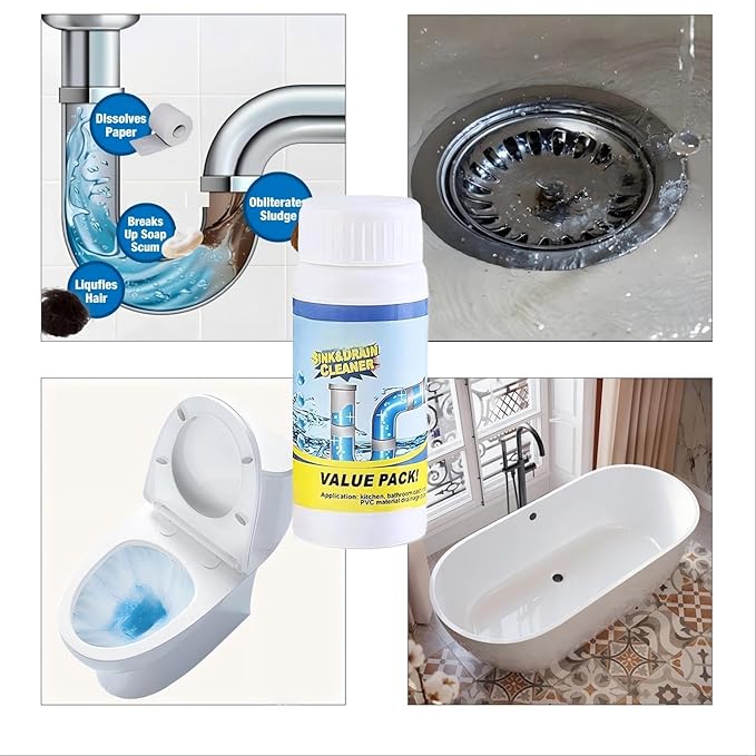 2pc Wild Tornado Sink and Drain Cleaner Powder - Powerful Pipe Dredge for Kitchen & Toilet, Drain Clog Remover, Pipeline Dredging Agent (4)