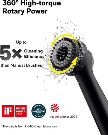 HOTO Wand™ Cordless Spin Scrubber, Electric Rechargeble Grout Cleaning Brush, IPX7 Waterproof Bathroom Scrubber, 12 Replaceable Brush Heads Version Power Scrubber for Grout, Tiles, Corners, Crevices