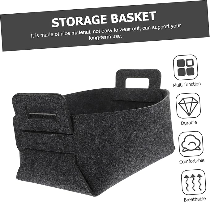 Healifty Foldable Laundry Basket Hamper for Clothes and Organizer Portable Storage Bin for Home and Outdoor Use Space Saving Collapsible Hamper with Sturdy Felt Material Grey