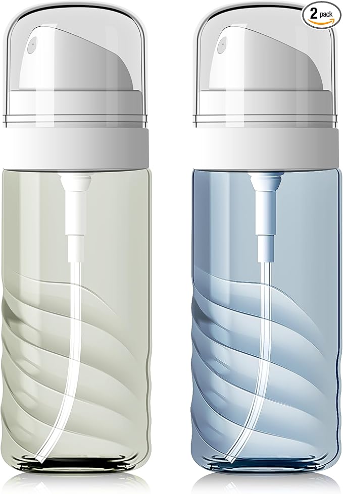 Yolaist 2 Pack 60ML Small Spray Bottle, Portable Refillable Travel Spray Bottle for Hair, Cleaning, Beauty, Fine Mist, Leak Proof, Lt. Blue and Lt. Green