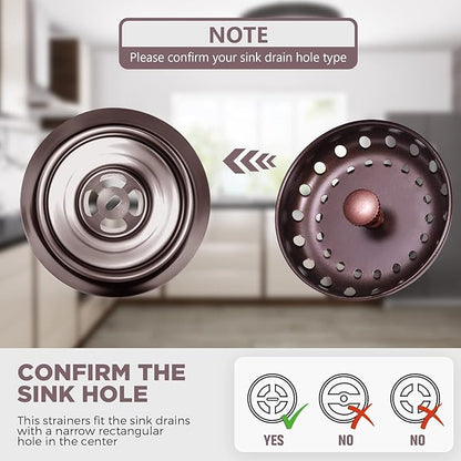 Mudder 3 Pcs Kitchen Sink Drain Strainer and Stopper Stainless Steel Garbage Disposal Plug with Handle Universal Anti-Clogging Kitchen Sink Filter Sieve Basket Strainer(Oil Rubbed Bronze)