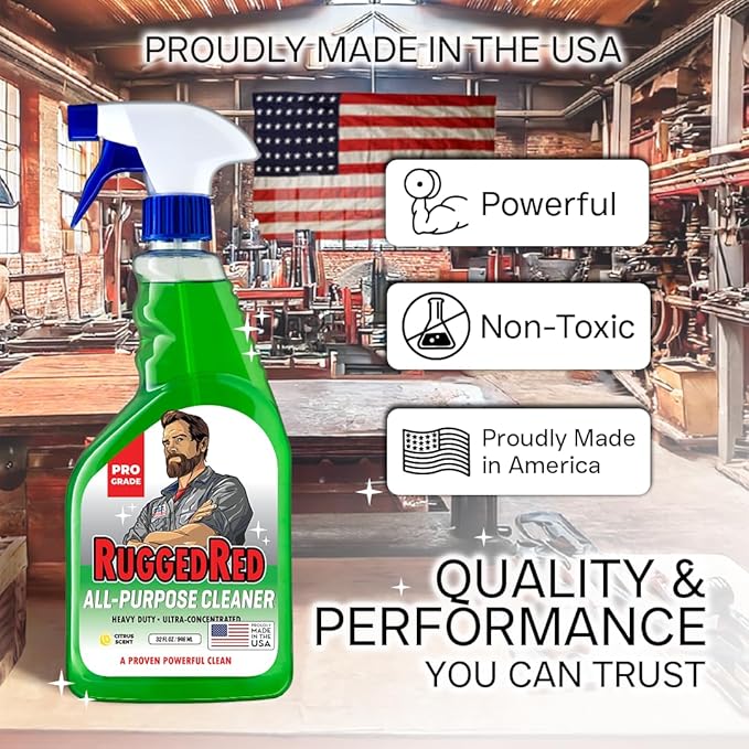 Industrial-Strength All-Purpose Cleaning Spray, Heavy-Duty Cleaner for Kitchen & Home, Multi-Surface Deep Cleaner, Made in the USA, Citrus Scent, 32oz (2 Bottles)