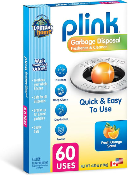 Compac Home Plink Garbage Disposal Cleaner and Deodorizer 60ct VALUE PACK - Orange