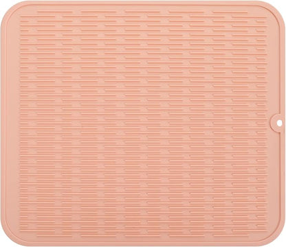 MicoYang Silicone Dish Drying Mat for Multiple Usage,Easy clean,Eco-friendly,Heat-resistant Silicone Mat for Kitchen Counter or Sink,Refrigerator or Drawer Liner Pink 2XL 24 inches x 18 inches