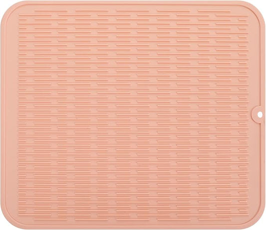 MicoYang Silicone Dish Drying Mat for Multiple Usage,Easy clean,Eco-friendly,Heat-resistant Silicone Mat for Kitchen Counter or Sink,Refrigerator or Drawer Liner Pink 2XL 24 inches x 18 inches