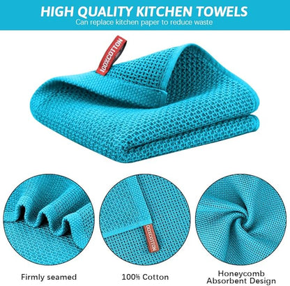 Nialnant 6 Pack Kitchen Towels,Large 100% Cotton Hand Towels,Absorbent Dish Towels for Drying Dishes-Blue
