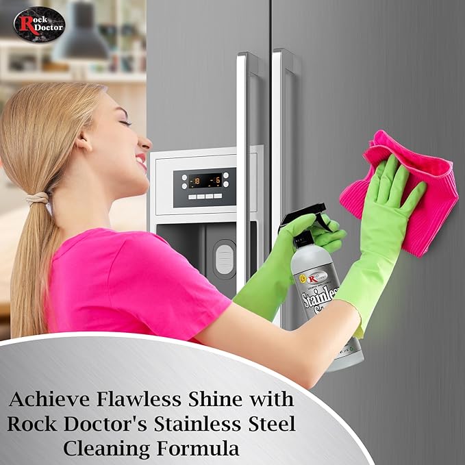 Rock Doctor Stainless Steel Cleaner and Polish, Streak-Free Cleaning Solution for Chrome and Aluminium, Stainless Appliance Cleaner, Stainless Steel Cooktop Cleaner, 24 oz. Spray Bottle, Pack of 2