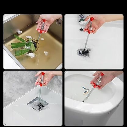 Drain Snake Cleaner Tool, 65 Inch Flexible Spring Auger with Claw, Universal Drain Clog Remover for Kitchen Sink, Bathroom, Toilet