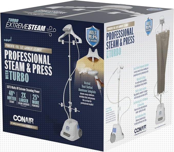 Conair Full Size Garment Steamer for Clothes, Turbo ExtremeSteam 1875W Professional Steam and Press