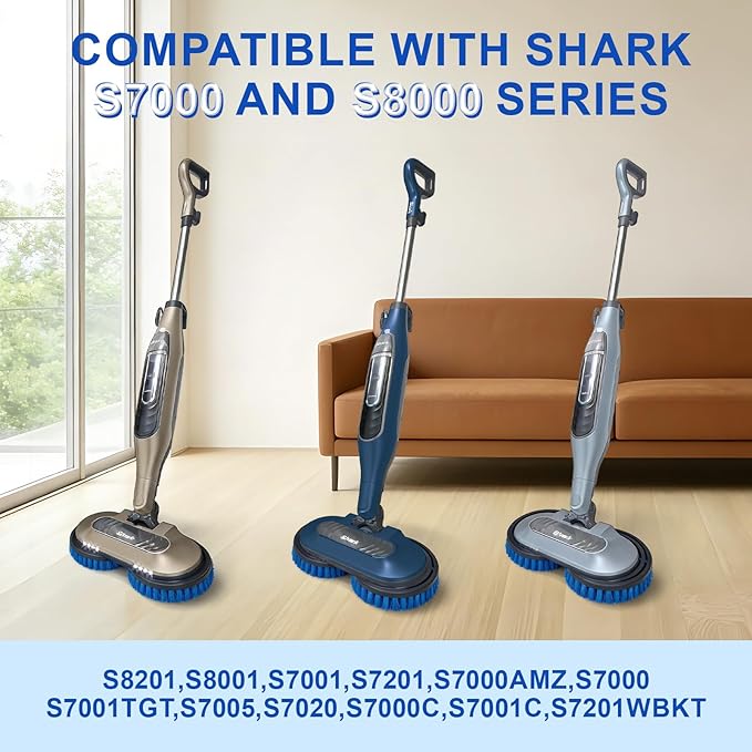 KeFanta 2Pcs Upgraded Steam Mop Replacement Brush Pads for Shark Steam and Scrub Mop S8201 S8001 S7201 S7000 Series, Brush Heads for Deep Cleaning Hard Floors, Scratch-Free Polish