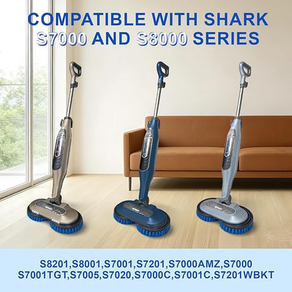 KeFanta 2Pcs Upgraded Steam Mop Replacement Brush Pads for Shark Steam and Scrub Mop S8201 S8001 S7201 S7000 Series, Brush Heads for Deep Cleaning Hard Floors, Scratch-Free Polish