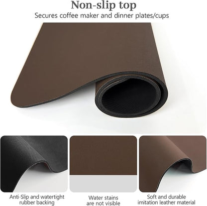 Bloss Coffee Mat, Bar Mat, Hide Stain Absorbent Drying Mat with Waterproof Rubber Back, Fit Under Coffee Maker Machine Pot Espresso Machine(12.2"x19.7", Brown)