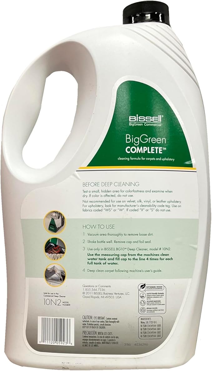 Bissell Commercial-31B6 Carpet Cleaner, 128oz, Bottle, 9 to 9.8 pH (1 Bottle 128 oz.),Green, packaging may vary.