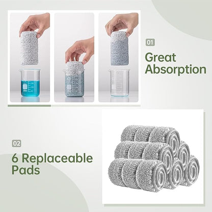 Flat Mop Pads 6pcs for Mop and Bucket Set with Wringer Replacement Microfiber Cloths Compatible with Floor Cleaning Mop Bucket Set - 15.7" X 4.5"