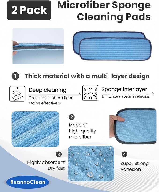 Steam Mop Pads Compatible with Wagner 915e Steam Cleaner for Home, Steam Cleaner Pads Compatilbe with TVD/STEAMBOT and More, Microfiber & Chenille & Fabric Bonnet Steam Pads (2+2+4 Pack)