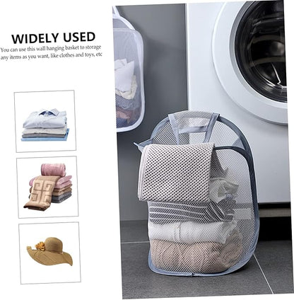 2pcs Folding Wall-mounted Storage Organizer Baskets for Laundry Breathable Mesh Design Dirty Clothes Hamper for Home and Bedroom Stylish Household Sundries Container