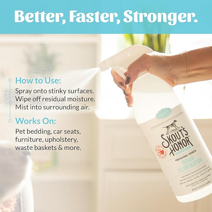 Skout's Honor Odor Eliminator - Plant-Powered Deodorizer for Offensive Pet Odors, Destroys Molecules On Contact - Biodegradable, Eco-Friendly, No Residue, 35 oz