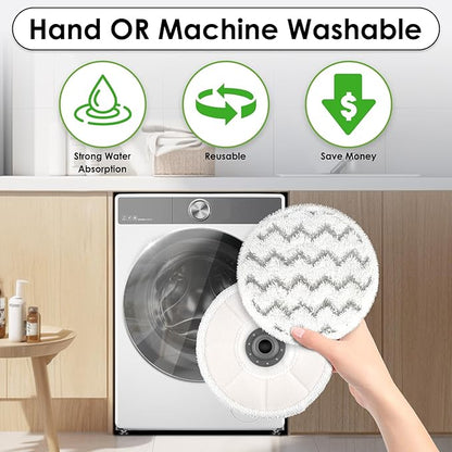 (4 Pack) 3897A Replacement Mop Pads for Bissell SpinWave SmartSteam Scrubbing Steam Mop 3897A 3712C 3712W, Spinning Scrubbing Mop Pads, Heavy Duty Scrubby Mop Pad, Wave Pattern Pads