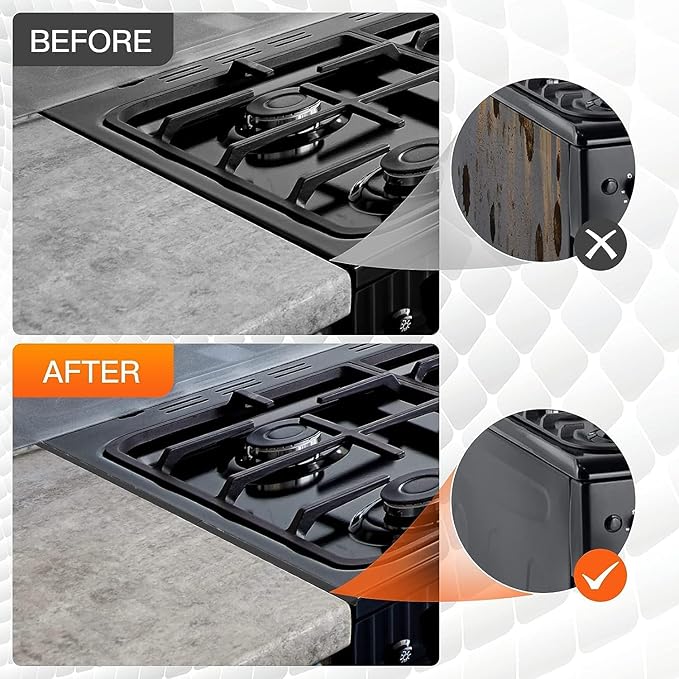 Silicone Stove Gap Covers (2 Pack), Stove Gap Guard, Heat Resistant Oven Gap Filler, Easy Clean,25 Inches, Black
