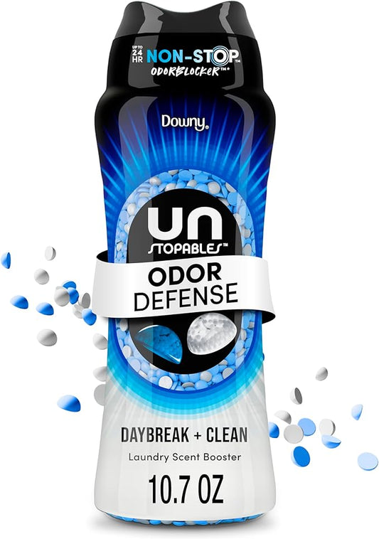 Downy Unstopables Fusions Odor Defense In-Wash Laundry Scent Booster Beads, Daybreak + Clean Scent, 10.7 OZ, 2-in-1 Laundry Beads for Odor Defense