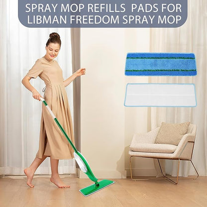 Upgraded Mop Head Replacement for Libman Freedom Spray Mop, 6 Pack Washable Mops Refill Pad + 1 Count Laundry Bag