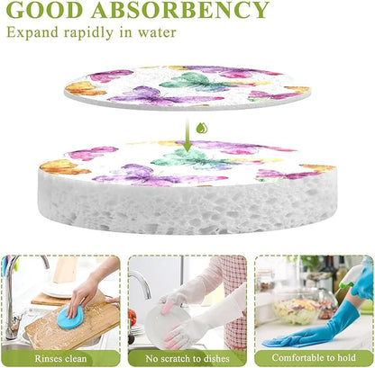 Butterfly Kitchen Scrub Sponges, Pop-up Kitchen Cleaning Sponges Reusable Dish Washing Sponges for Bathroom Household Cleaning 3 Pack - Non Scratch Scrubber