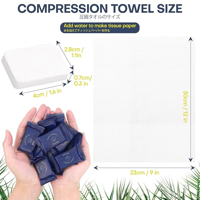 Compressed Towel Tablets Large Ultra Soft Disposable Face Towel Individually Wrapped 12x9 Inch Portable Washcloths for Makeup Removal Beauty Salon Gym Camping Travel Outdoor Sports(50 Pcs Blue)