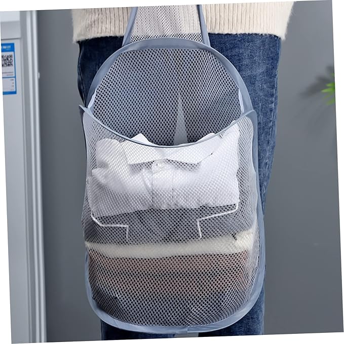 Levemolo 2pcs Folding Hanging Laundry Storage Baskets Breathable Mesh Clothes Organizer for Home Bedroom and Bathroom Space-saving for Dirty Clothes and Toys