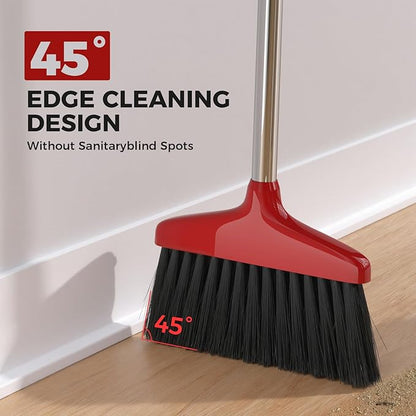 Handy Broom, Indoor/Outdoor Brooms, Duty Kitchen Broom, for Home Garage Kitchen Office Courtyard Lobby Patio Lawn Concrete (2, Red)
